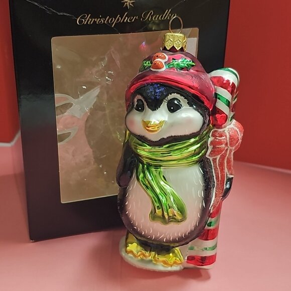 Lot (4) Christopher RADKO Glass Christmas Ornament - Santa, Bear, Penguin - Picture 5 of 11